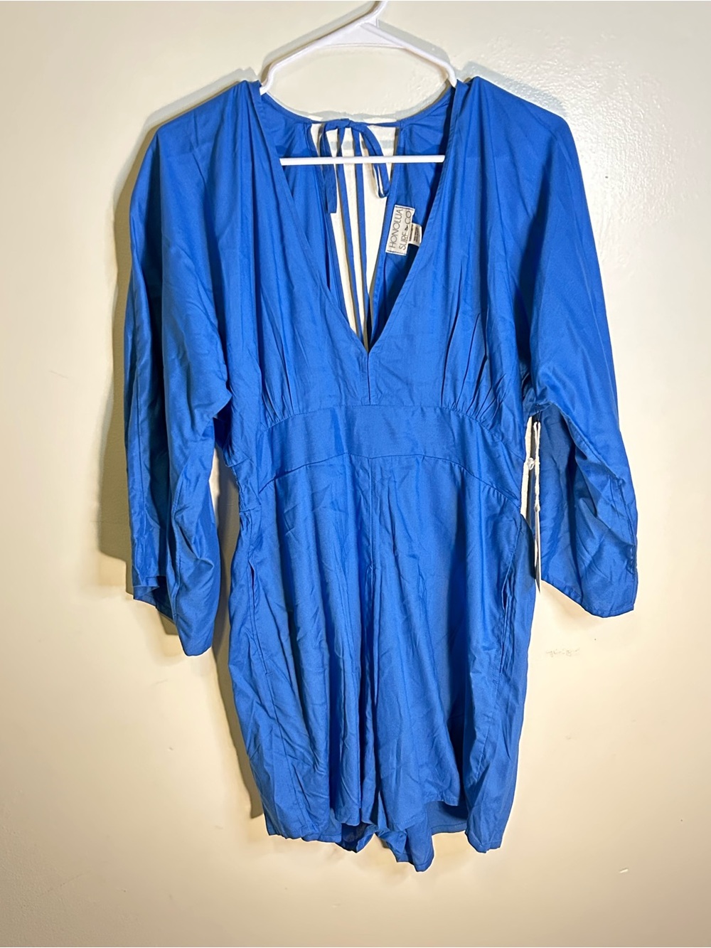 Honolua Bright Blue V-Neck One-Piece Romper with Tie Back